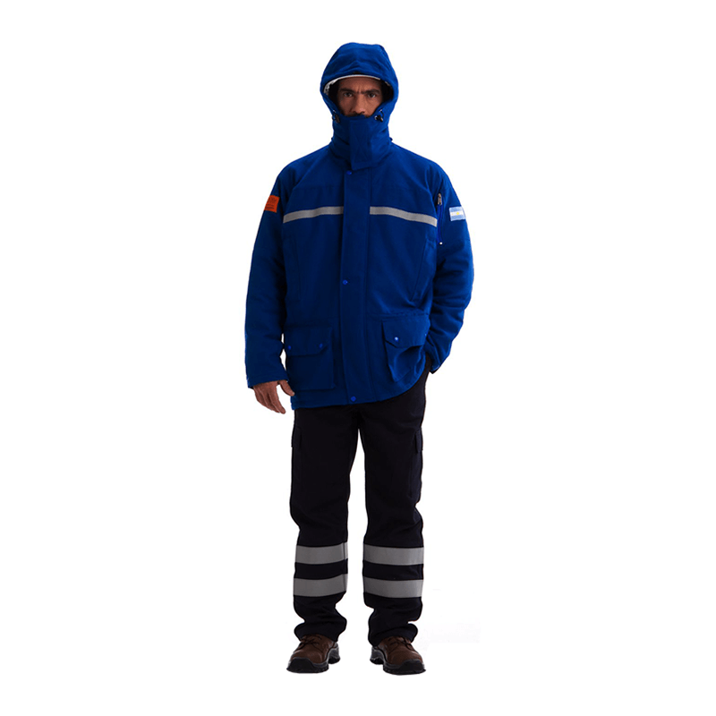 GEOTEX ANORAK IGNÍFUGO UNISAFE TALLES XS AL 5XL AZUL CON REFLECTIVOS