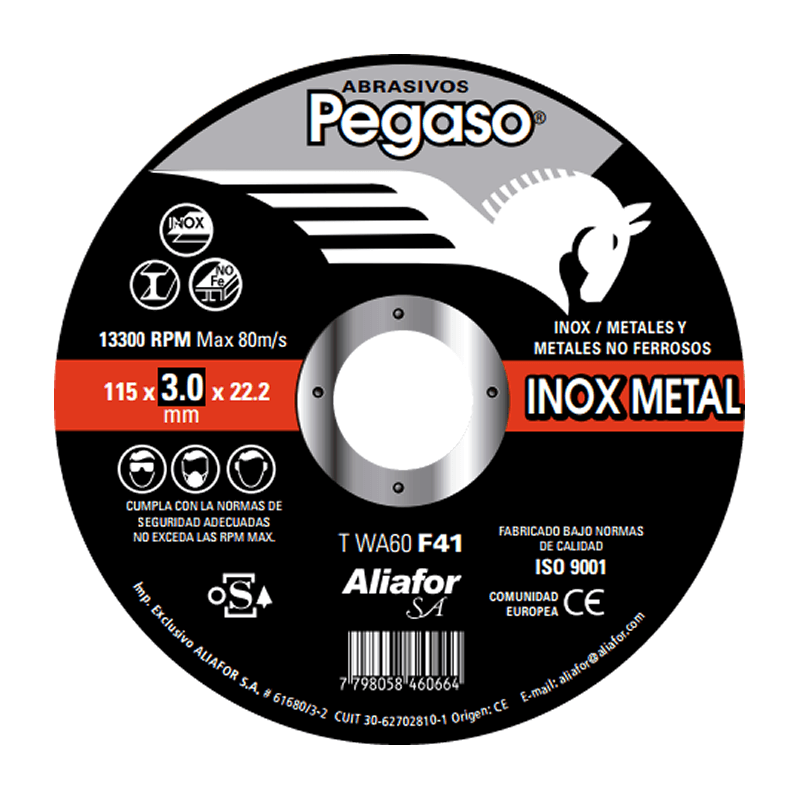PEGASO DISCO PLANO INOX METAL 230 x 1.9 x 22