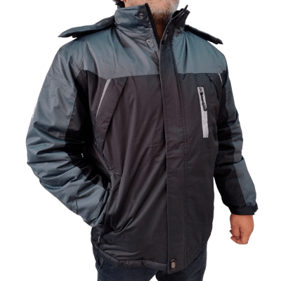 CAMPERA PARKA PREMIUM BICOLOR NEGRO Y GRIS TALLES M AL XXL (K-012) 